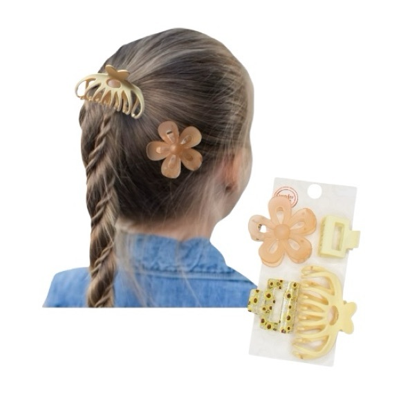 Wonder Nation Pink and Yellow Floral Hair Claw Accessories - Picture 1 of 8